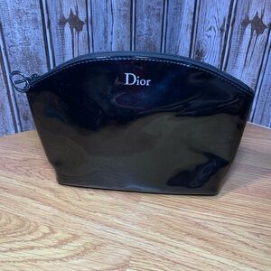 Dior Makeup Travel Case Bag Pouch w/ Embossed Logo Shiny Black - READ